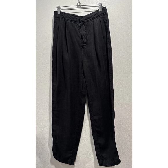 Massimo Dutti Linen Pleated Pants Women’s Size 4 High Rise Crop Minimalist - Picture 1 of 8